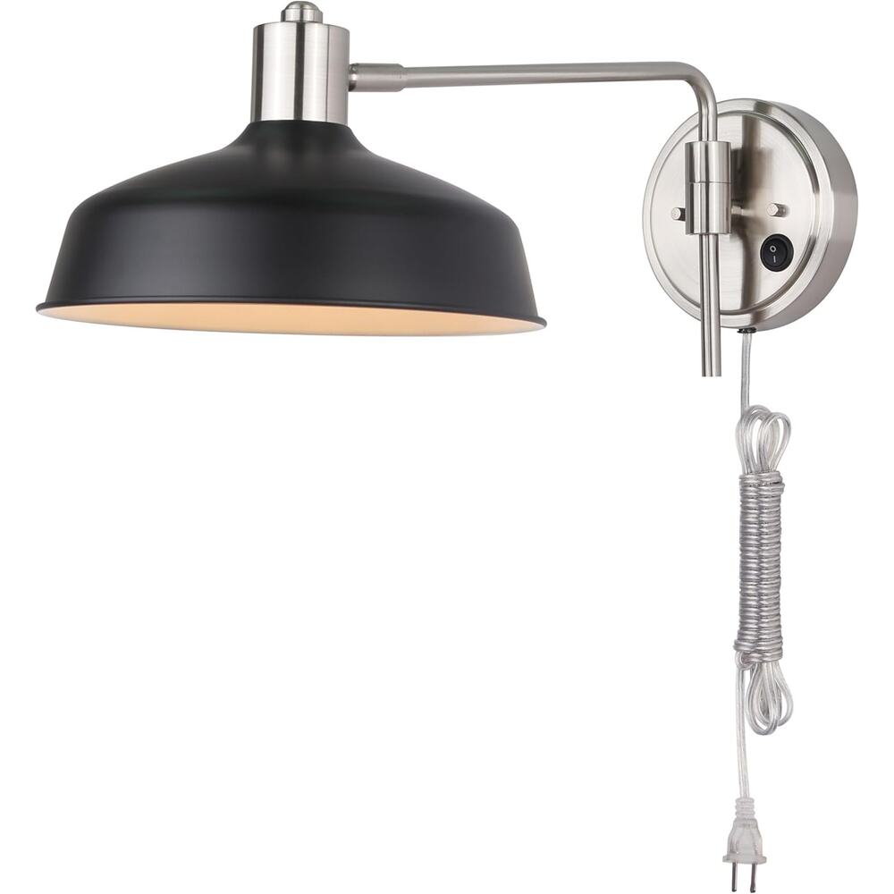 NWT Canarm Bello 1 Light 10 inch Brushed Nickel Black Wall Fixture Wall Light